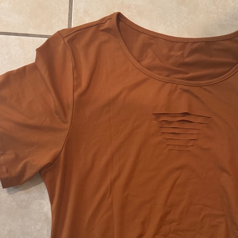 Brown Ripped and Ruched Dress - Picture 3 of 3